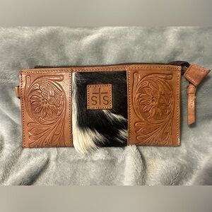 STS Ranchwear Brown and Tan Leather Clutch